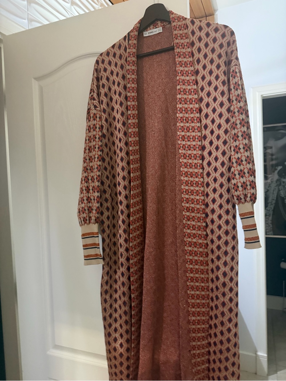 Zara special Edition Metallic Jacquard Duster Cardigan.